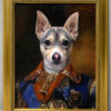 golden framed czar dog painting