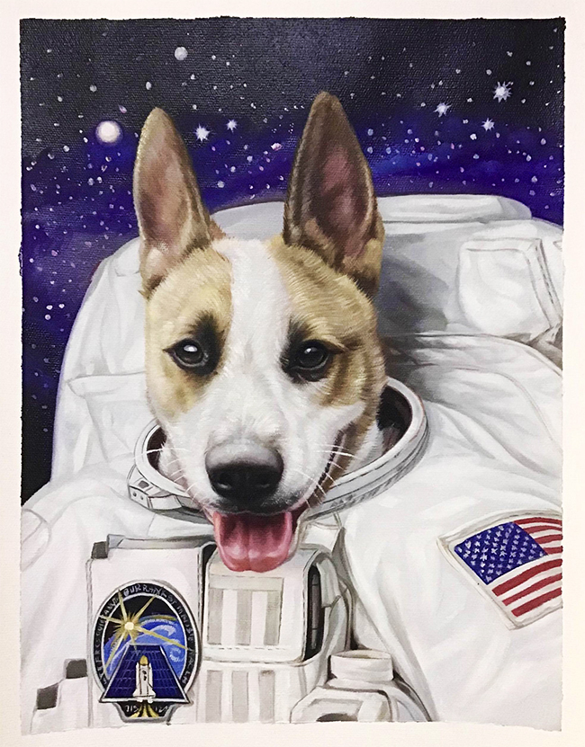 astronaut painting with dog