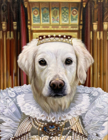 queen painting white dog splendid beast