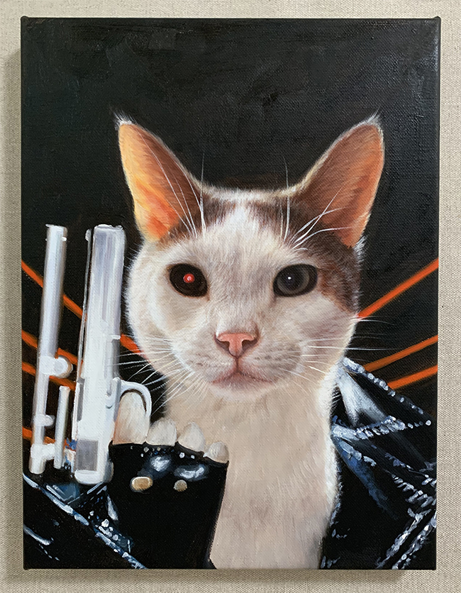 terminator painting with cat