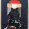 the poker black dog pet painting