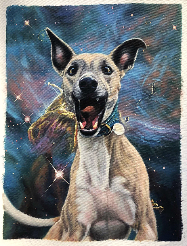 deep space painting with dog