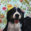 floral painting dog portrait