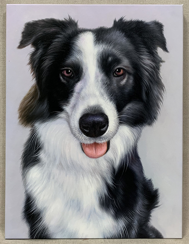 gray background painting of dog