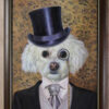 aristocrat white dog framed oil painting