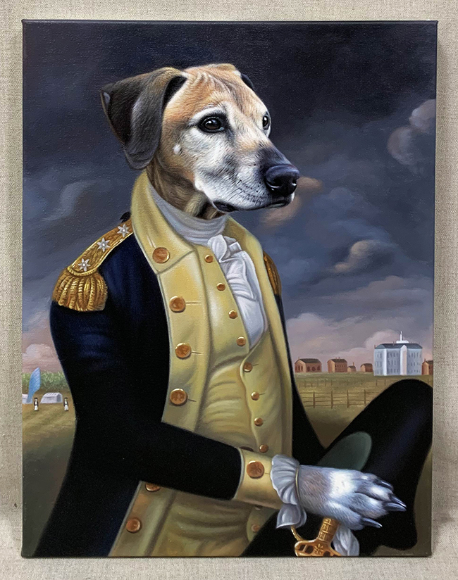 custom dog painting with george washington