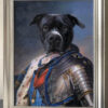 framed monarch painting of dog