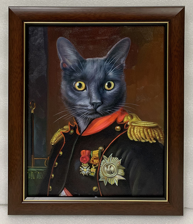 framed napoleon cat painting