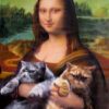 Two Cats in Mona Lisa's lap oil portrait by Splendid Beast