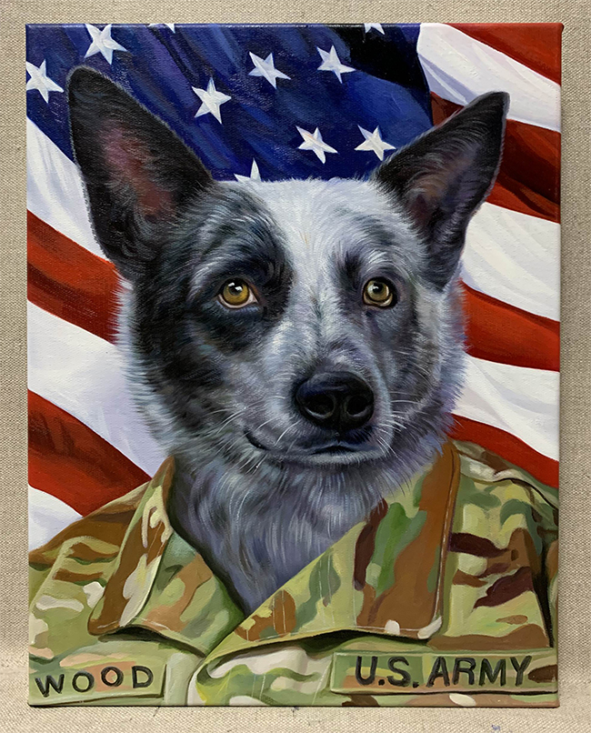 army painting with dog