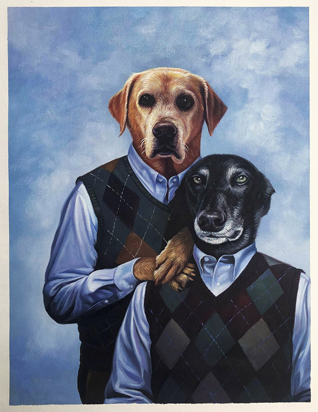 portrait with 2 dogs