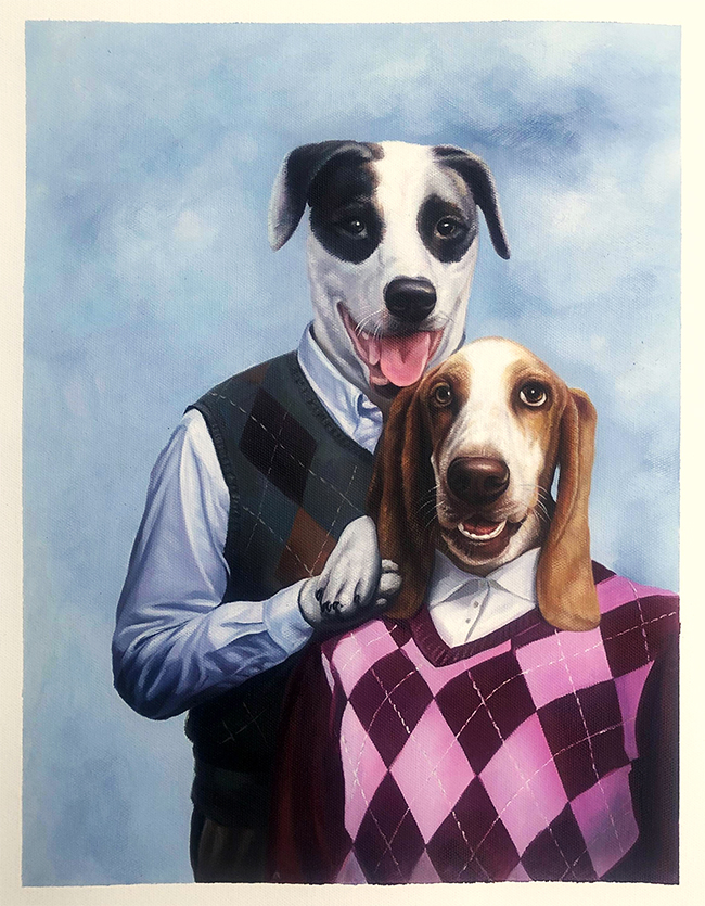 portrait of 2 dogs together