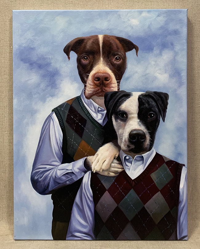 step brothers wall art of two dogs